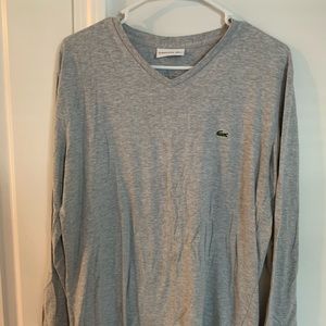 Lacoste mens grey long sleeve v neck size L